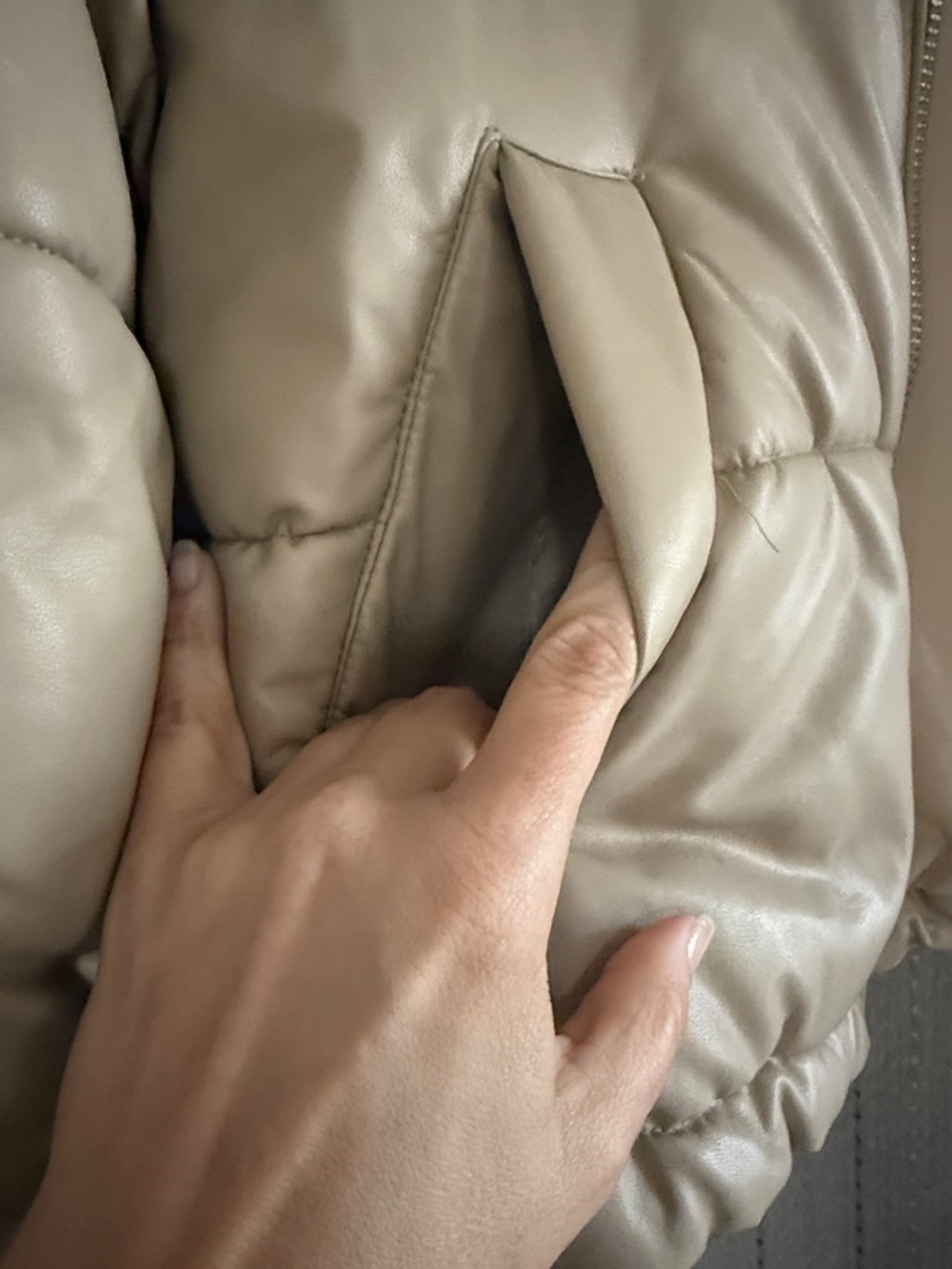12th Tribe Cropped Puffer Jacket in Beige - Picture 8 of 10